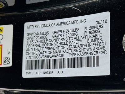 Honda Accord Sedán Touring 2.0T 2018