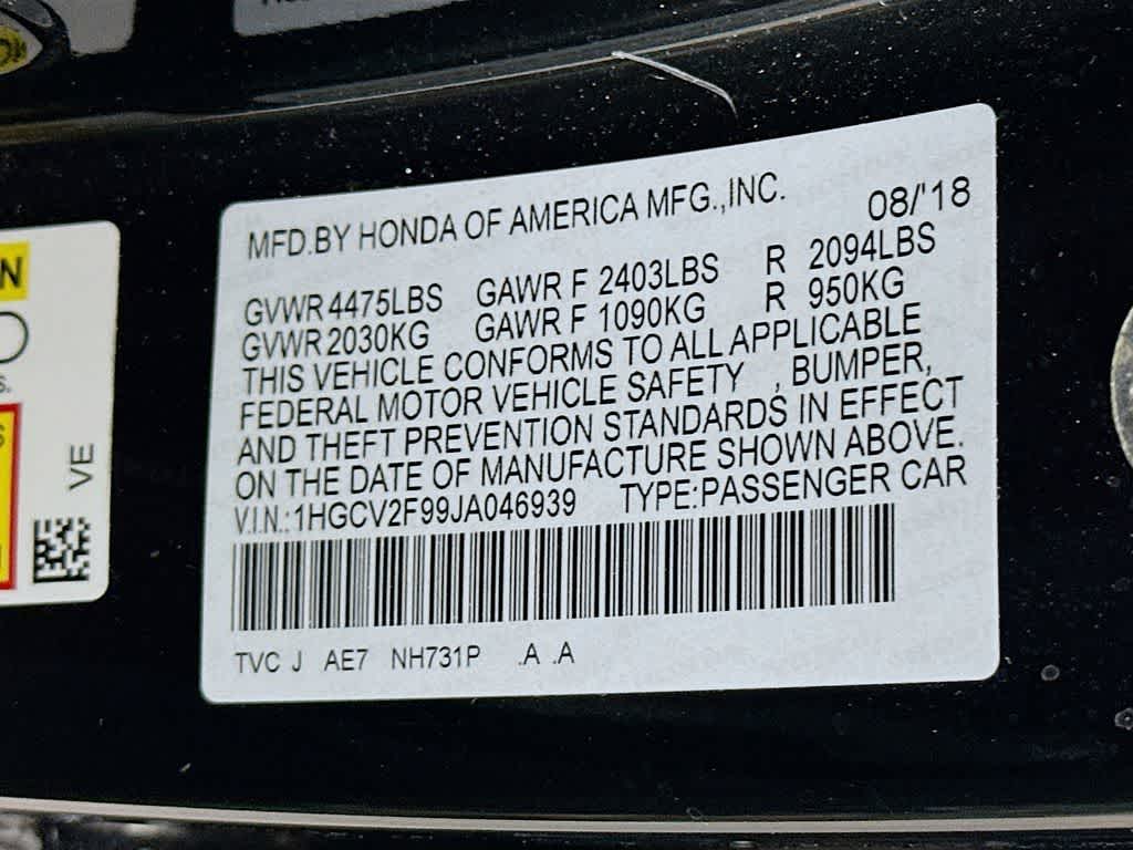 Honda Accord Sedán Touring 2.0T 2018