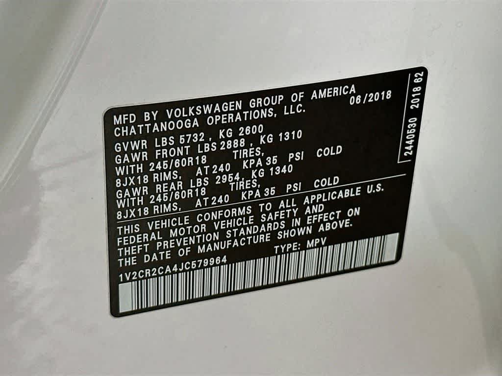 Volkswagen Atlas 3.6 L V6 SE de 2018