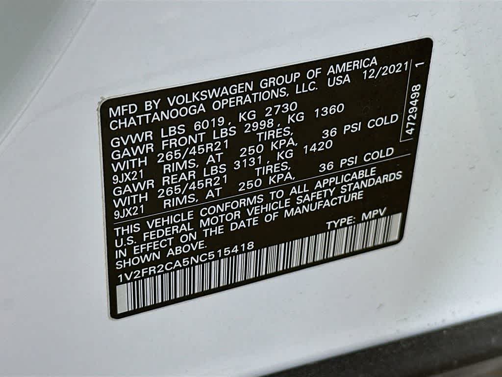 2022 Volkswagen Atlas 3.6L V6 SEL Premium R-Line