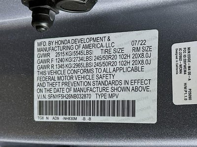 2022 Honda Pilot Edición Especial