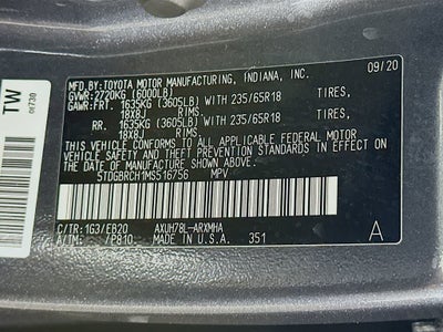Toyota Highlander Hybrid XLE 2021