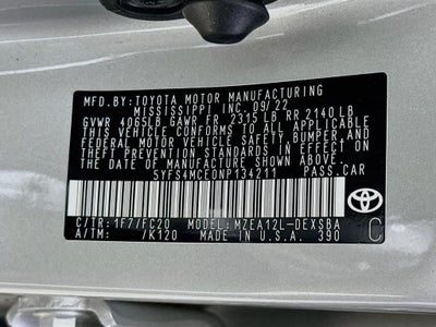 Toyota Corolla SE 2022